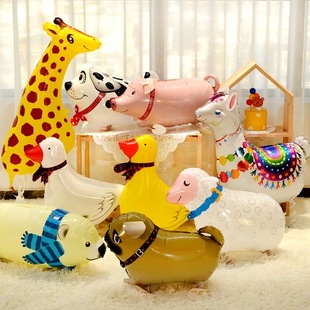宝宝卡通宠物气球会走路的动物散步猪鹅年会运动会小马赶鸡入笼