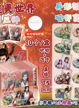 完美世界银葱吧唧盲抽107x96x107mm含10枚75mm动漫马口铁双闪徽章