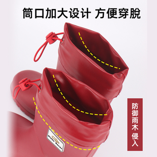 日本成人女雨鞋儿童男女童宝宝雨靴小学生幼儿水鞋红色中大童防滑