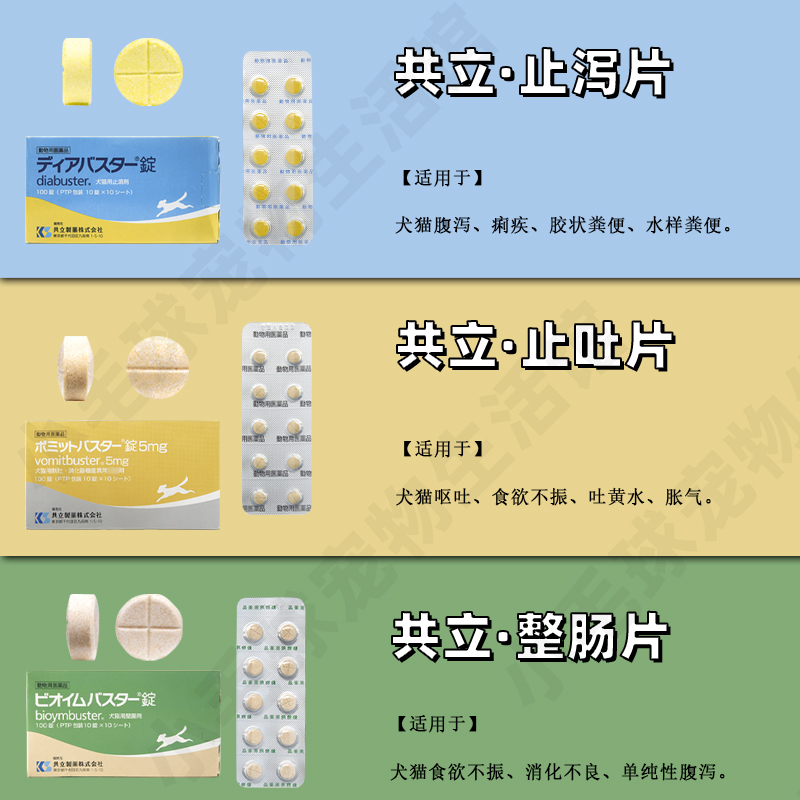共立整肠止泻止吐片剂软便拉稀呕吐黄水宠物犬猫通用