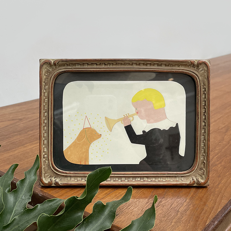 Peeji小众装饰画摆台中古摆件原创礼物相框版画雕花浮雕玄关挂画图片