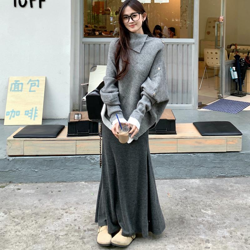 磨毛鱼尾半身裙女春季2025包臀设计感荷叶边韩版高腰显瘦垂感大摆