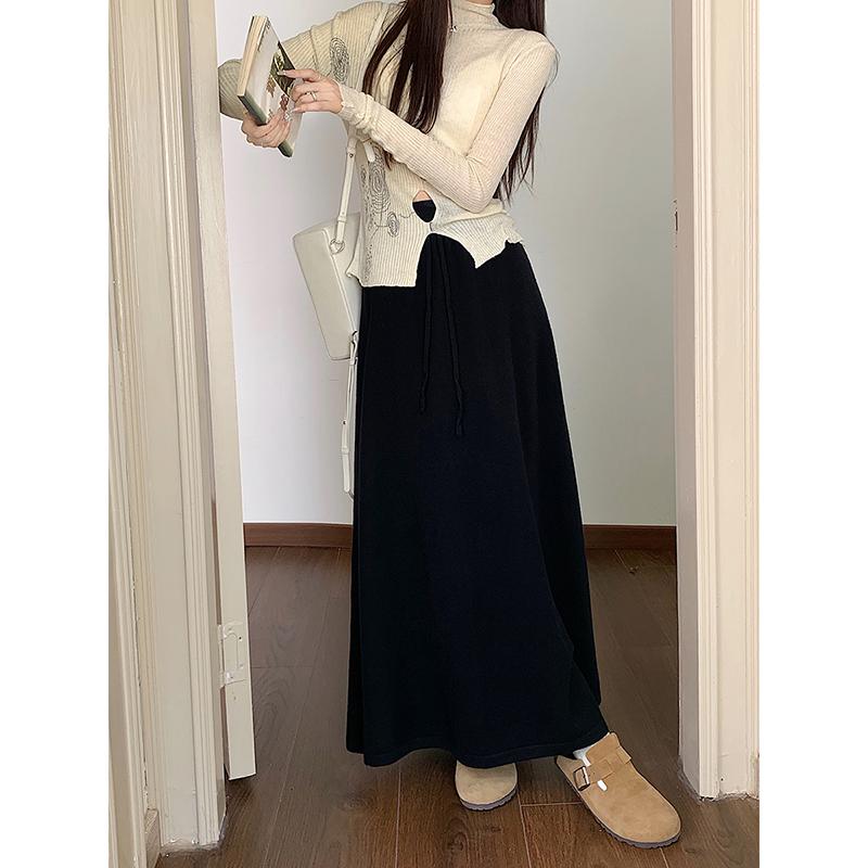 加厚磨毛半身长裙到脚踝超长款女2024秋冬新款宽松垂感a字半身裙