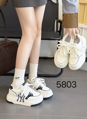 她菲娅2026春新款印花字母休闲真皮百搭厚底轻便舒适板鞋女鞋5803