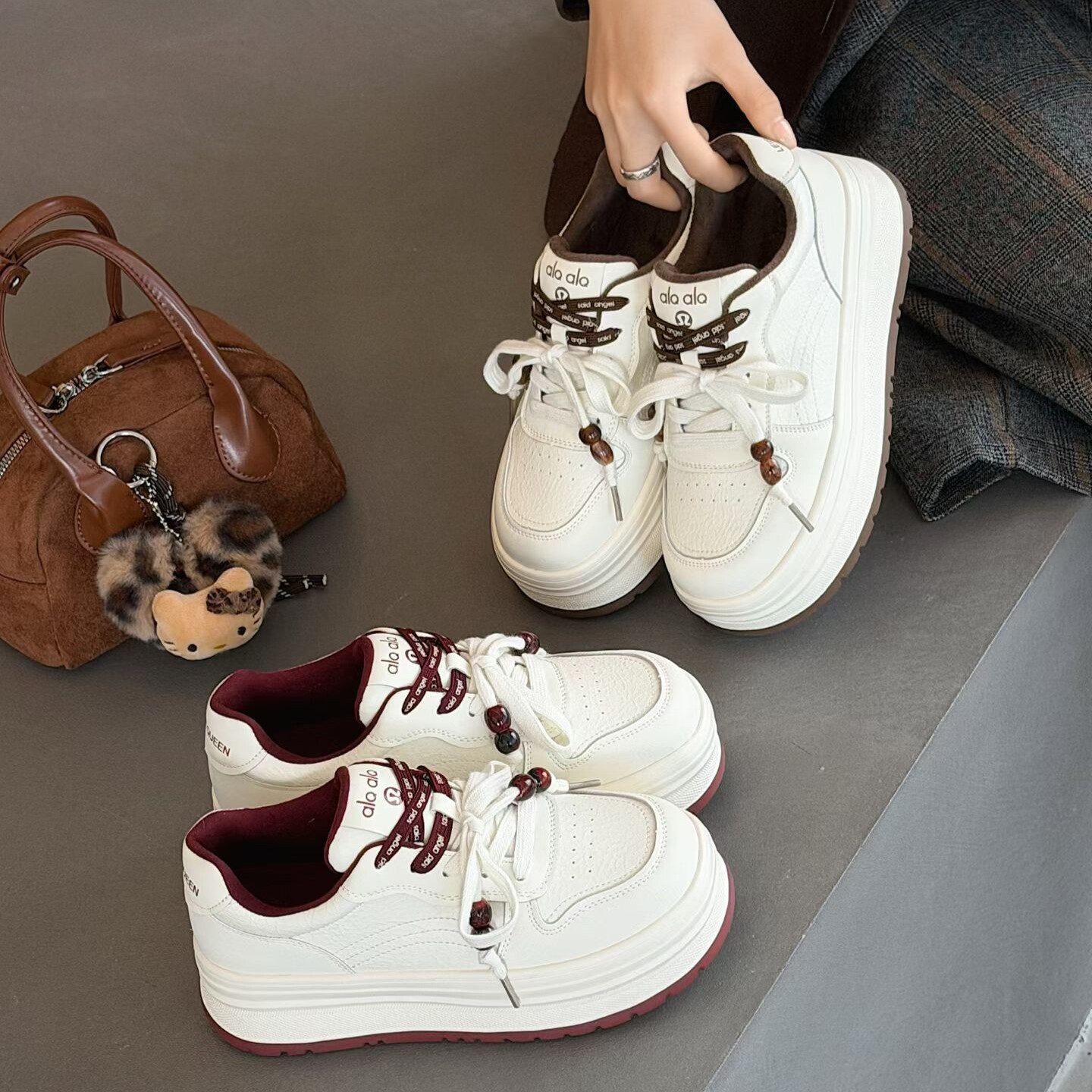 高鹏2025冬新款欧货真皮小白鞋女加绒百搭轻便运动休闲板鞋女2962