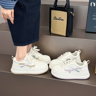 百搭厚底轻便运动休闲板鞋 女新款 2318 真皮小白鞋 她菲娅2026春韩版
