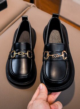 女童黑色小皮鞋2026春秋新款儿童单鞋软底英伦风公主鞋豆豆乐福鞋