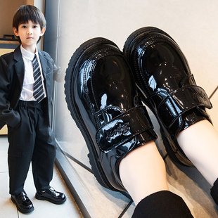 中大童皮鞋 男童皮鞋 男生表演鞋 小學生兒童鞋 黑色英倫風男孩演出鞋
