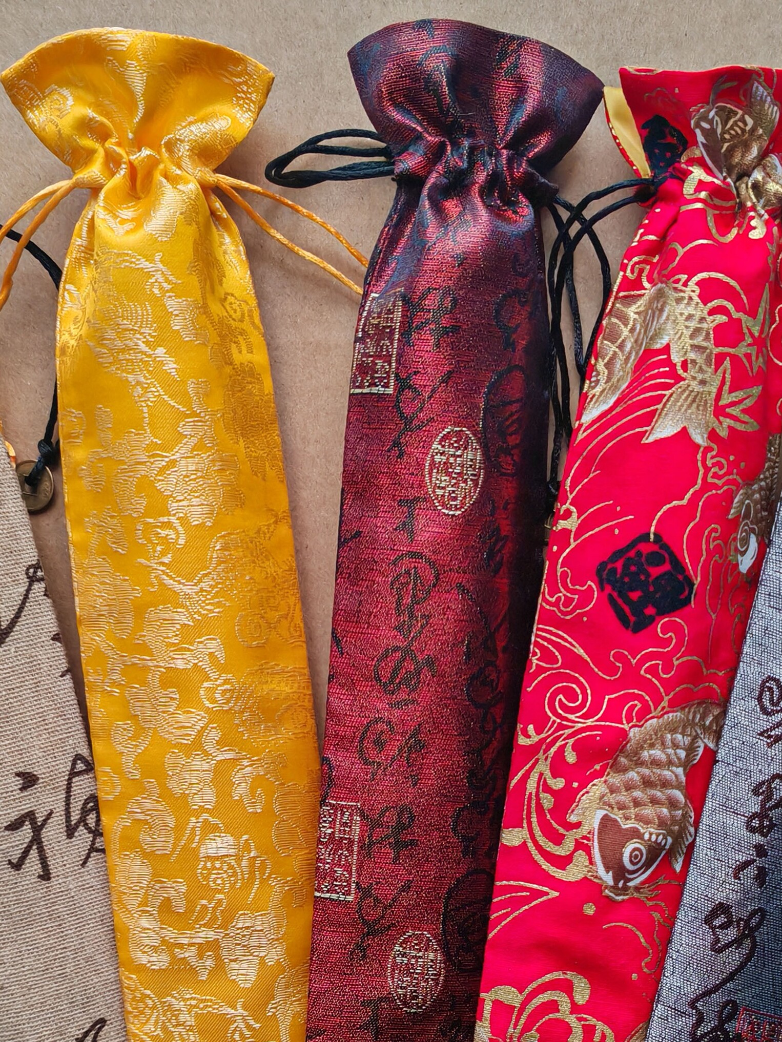 접는 팬 가방 팬 가방 6|7|8|9.5|10 인치 리넨 브로케이드 코튼 서예 크레인 텍스트 팬 가방