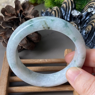 轮胎冰糯种飘蓝花老坑a货玉镯子1380带证 天然缅甸翡翠手镯55宽版