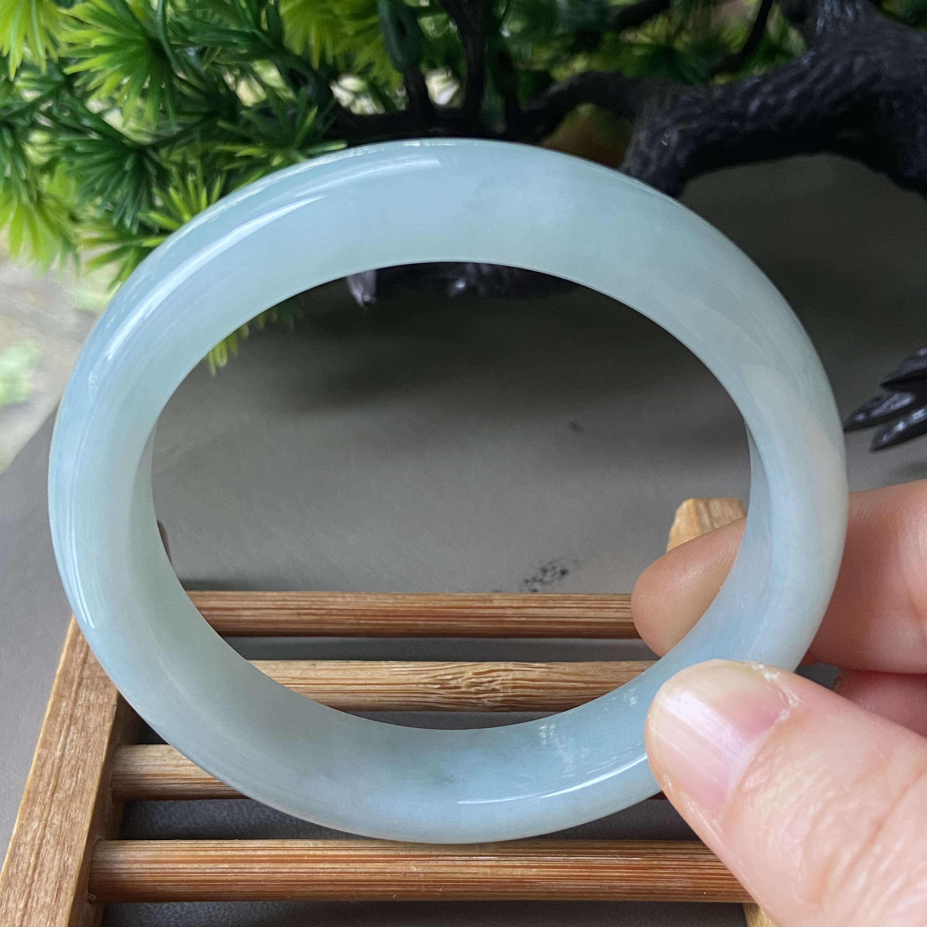 天然缅甸翡翠手镯57冰糯种满绿果绿老坑a货玉镯子58带证书0060