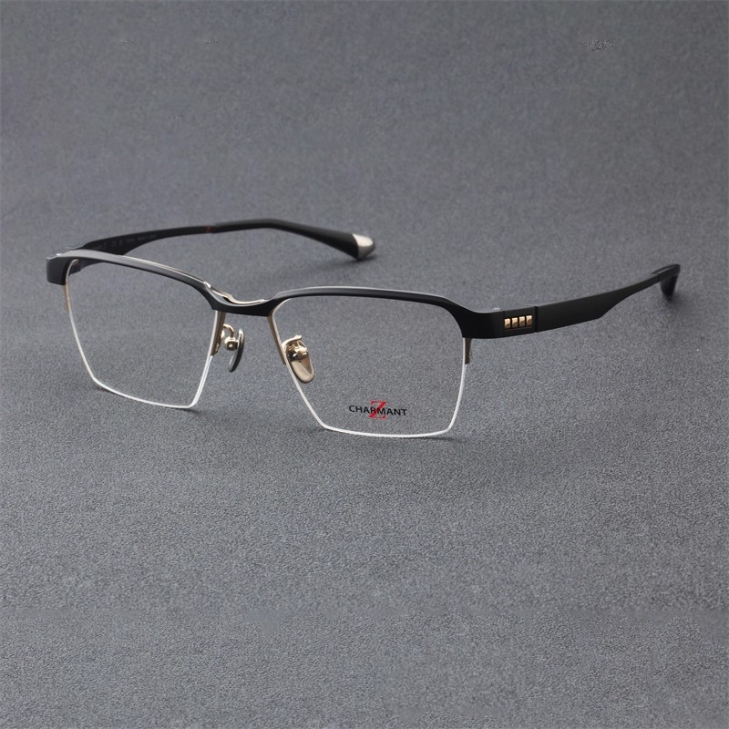 新款CHARMANT夏蒙镜架男士超轻半框商务感近视光学眼镜架ZT27114