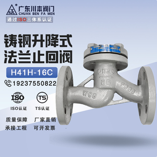 单向阀门逆止阀蒸汽高温法兰连接DN15 DN400 16C铸钢升降式 H41H