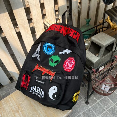 22SS Explorer外星人logo刺绣涂鸦贴画同款双肩包背包