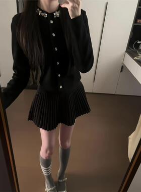 千金风高级感法式秋冬毛呢百褶短裙2025新款连衣裙子两件套装女装