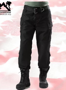 户外男特种兵经典黑色战术裤野战军训裤多兜作战裤宽松耐磨工装裤