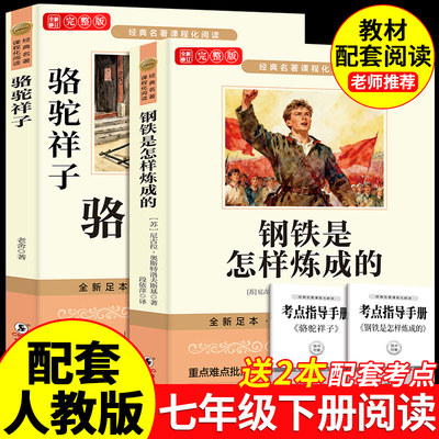 钢铁是怎样炼成的和骆驼祥子正版原著完整版七年级下册必读正版课外书初一课外阅读书籍配套人教版名著老舍朝花夕拾西游记初中生