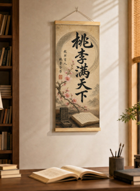 桃李满天下书法卷轴挂画教师节送老师办公室书房标语励志装饰挂画