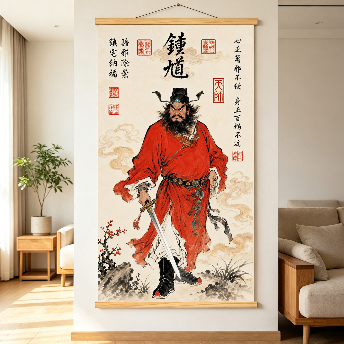 新中式钟馗挂画玄关客厅装饰画挂现代装饰画