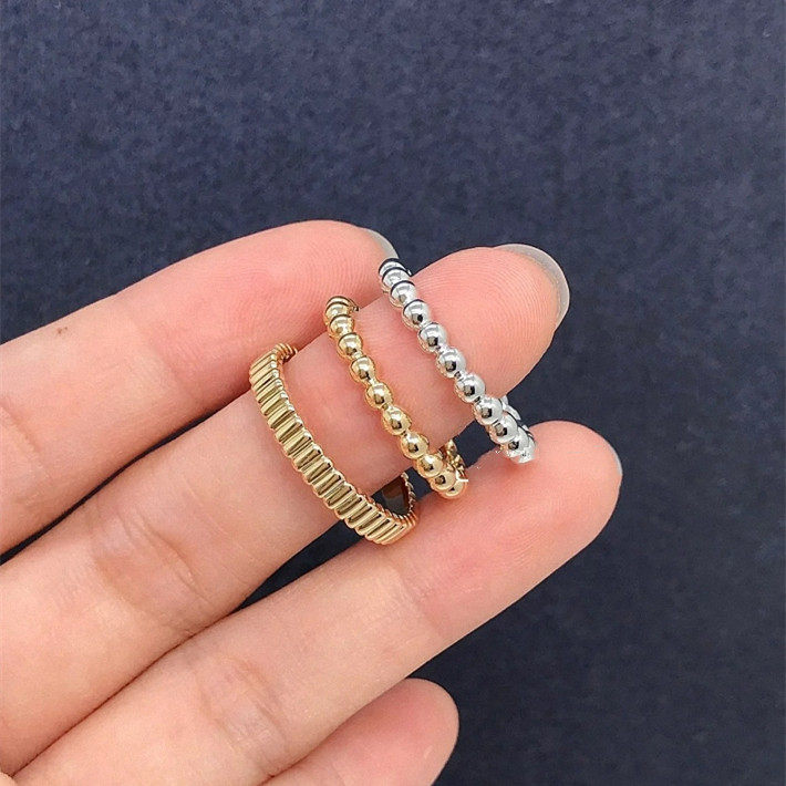 珠珠戒指女纯银玫瑰金光面素圈光珠食戒对戒尾戒高级简约时尚通勤