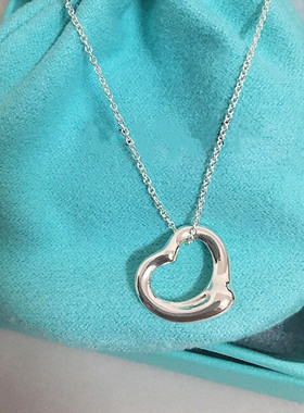 open heart单心项链 女纯银925心形爱心镂空吊坠锁骨链简约百搭潮