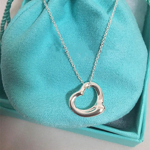 open heart单心项链 女纯银925心形爱心镂空吊坠锁骨链简约百搭潮