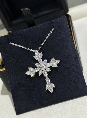 Symbols十字架项链女纯银带钻雪花水滴花朵吊坠锁骨链高级设计
