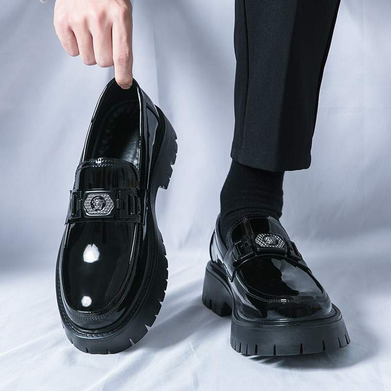 乐福鞋男夏季高级感商务休闲皮鞋时尚潮流一脚蹬厚底增高豆豆鞋男,流行男鞋,休闲皮鞋,淘宝优惠券,粉丝福利购,淘宝优惠卷