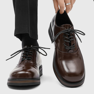 休闲方头德比鞋潮款男士厚底增高英伦通勤鞋Cleanfit商务正装皮鞋