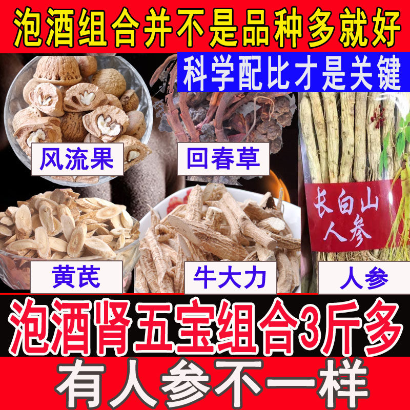 长白山人参牛大力风流果回春草黄芪男人泡酒煲汤持久药材中草药