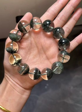天然绿幽灵大号手串