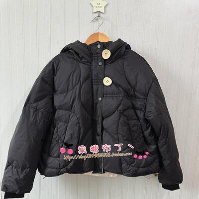 现货拍即发黑色连帽短款羽绒服