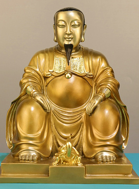 彩绘纯铜玄天上帝摆件铜真武大帝祖师爷金殿玄武祖师家居供奉摆件