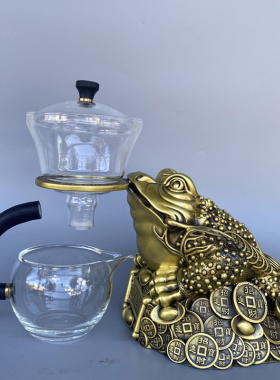纯铜金蟾茶宠摆件精品茶具茶道金蝉招财蟾蜍办公室店铺装饰品礼品