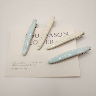 韩系蓝白波点奶油色发夹滴油鸭嘴侧边夹边时尚刘海夹子发卡头饰