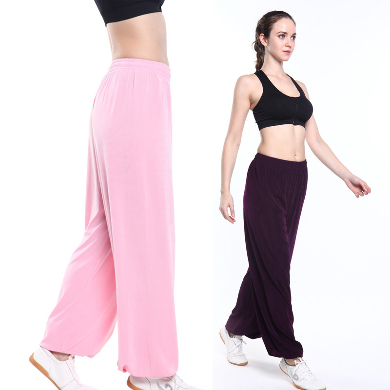 大辫子太极裤女春夏季冰丝裤男武术训练裤灯笼裤瑜伽运动长裤晨练