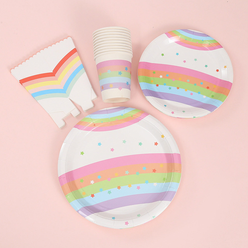 彩虹卡通星星餐盘一次性餐具可爱纸盘纸杯组合宝宝节日野餐派对,节庆用品/礼品,节日装扮用品,淘宝优惠券,粉丝福利购,淘宝优惠卷