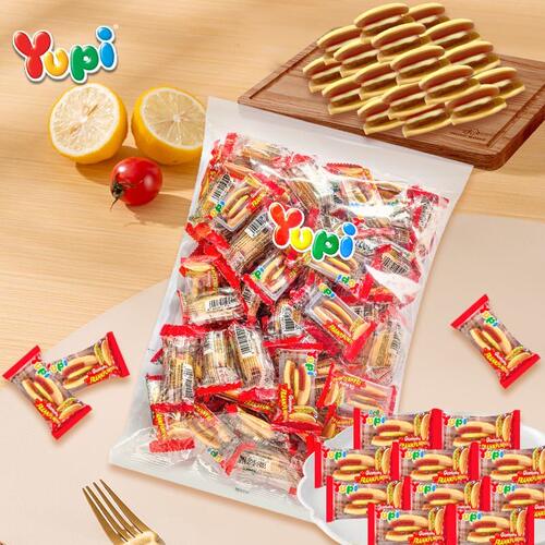 Yupi小热狗造型441g快餐造型果汁软糖散装橡皮儿童糖果零食批发