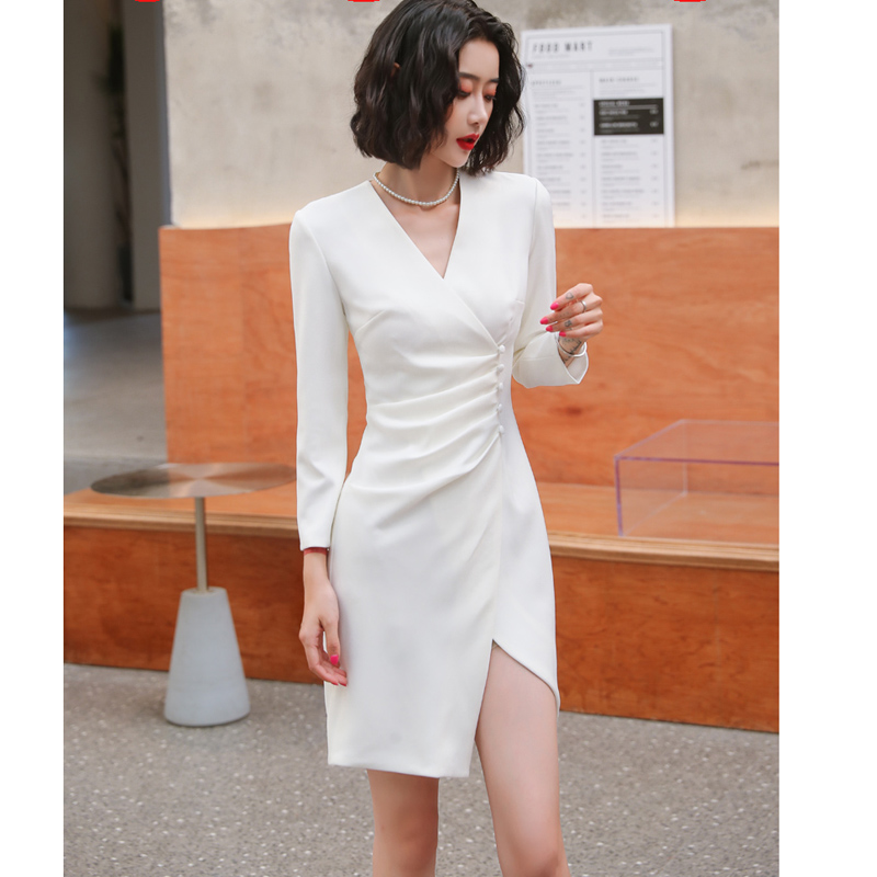 时尚修身小短裙白色优雅小晚装