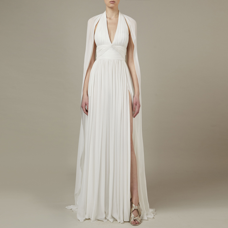 时尚性感长款露背晚礼服连衣裙