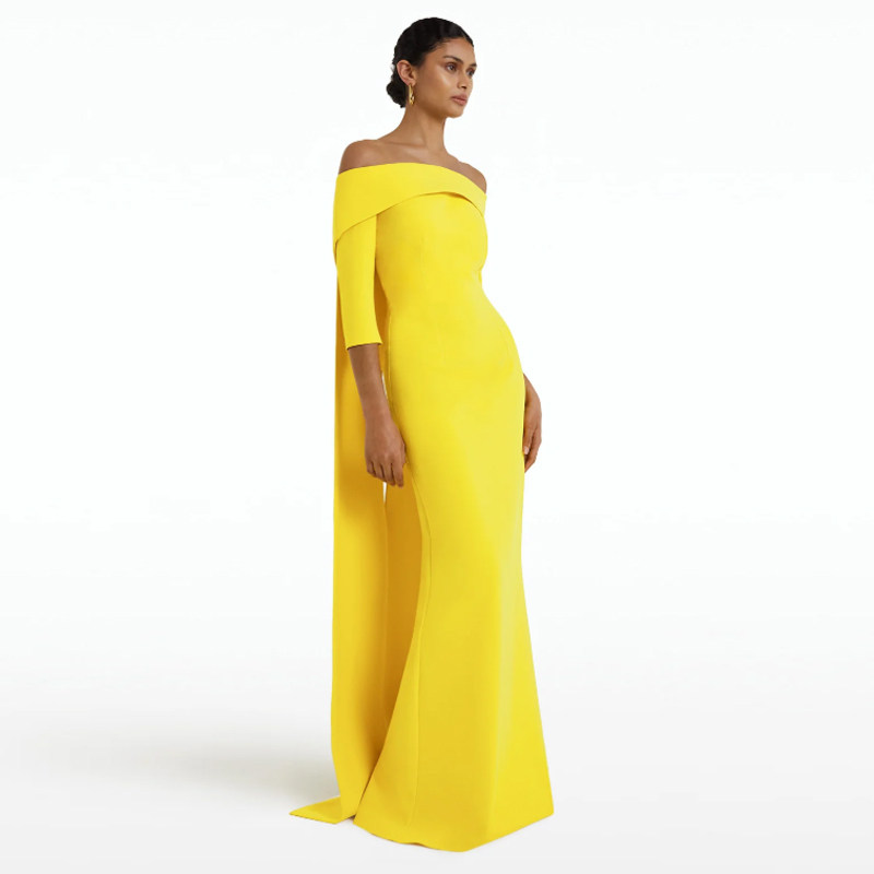 晚礼服高端大气长裙2023新款优雅一字肩年会主持人宴会年会连衣裙