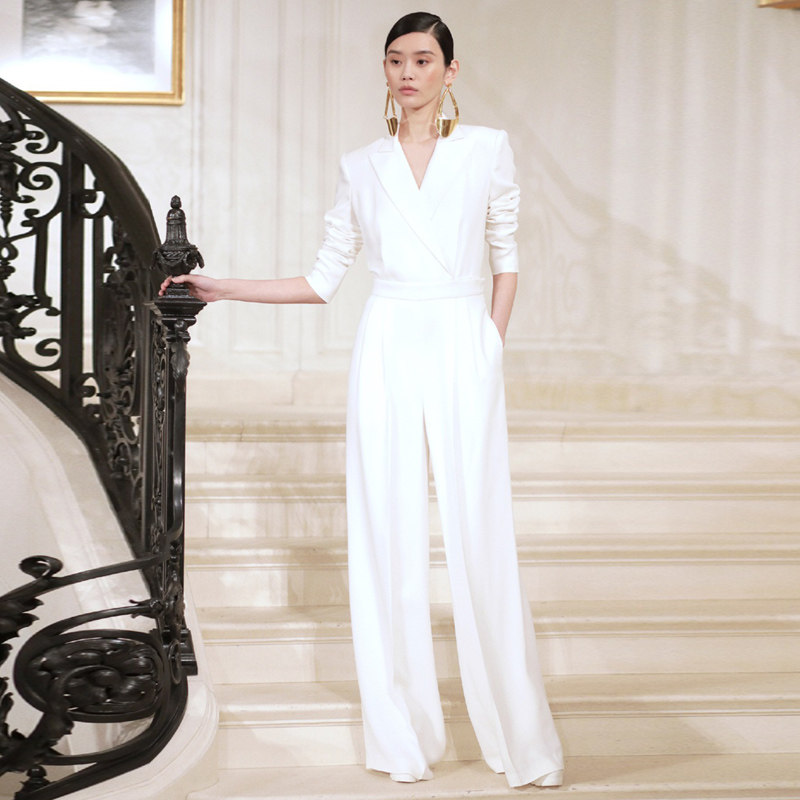 网红新款模特走秀优雅职业晚礼服