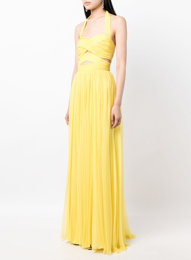 高端晚礼服长款齐地妈妈装黄色2025新款气质优雅轻奢高端连衣裙女