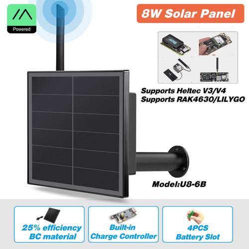 支持Meshtastic通信太阳能LoRa节点内置18650电池RAK4631、Heltec