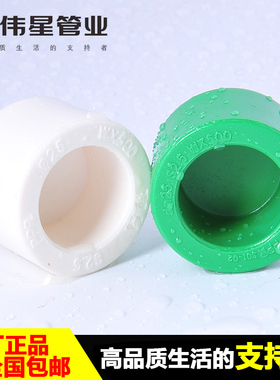 伟星管业 伟星6分PPR冷热水管管件 自来水管配件管帽 堵帽绿白色