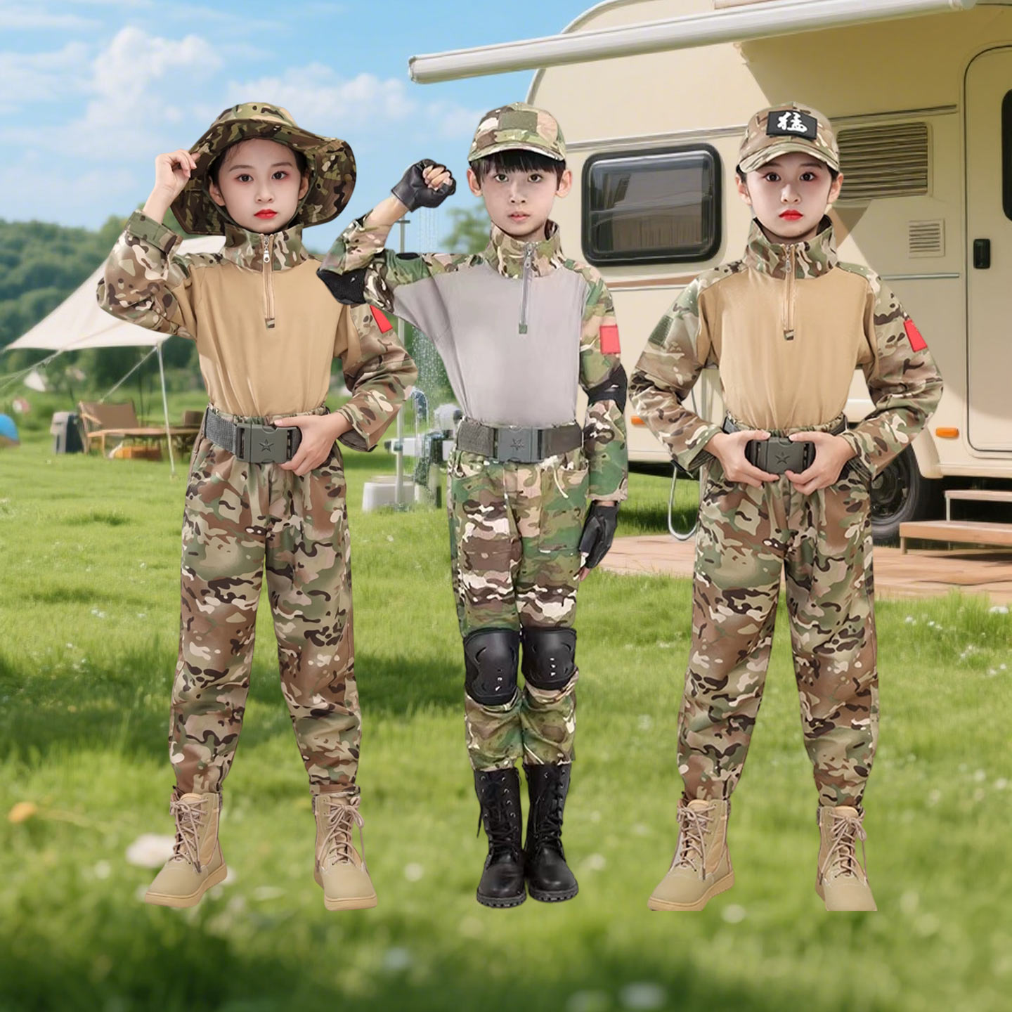 儿童迷彩服夏令营蛙服军训服套装