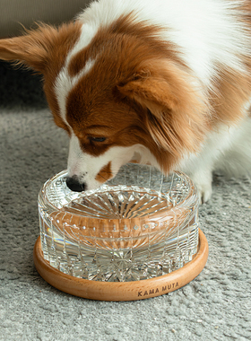 KAMA MUTA 水晶猫碗宠物碗纯手工江户切子工艺轻奢狗碗水碗