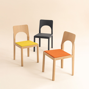 间则Arch拱椅实木软垫餐椅餐厅家用简约靠背椅小户型皮椅可叠放