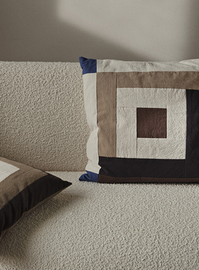 Ferm LIVING Border拼色图案系列抱枕靠枕