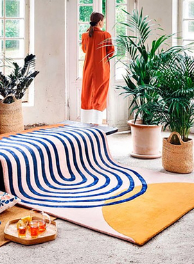 Finarte Atrium手工羊毛簇绒几何图案地毯芬兰进口